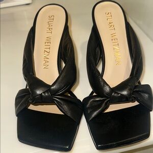 Stuart Weitzman Plays Black Knotted Mules size 8